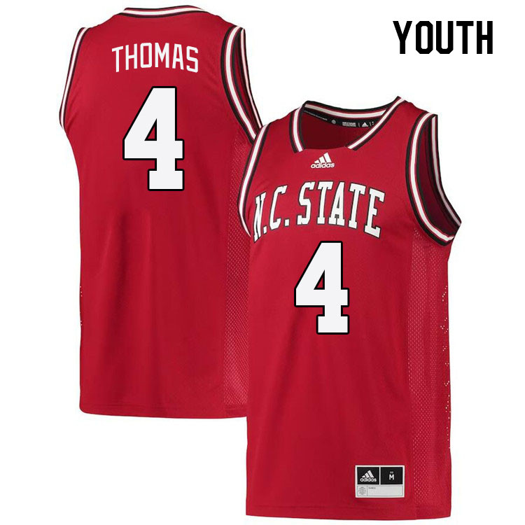 Youth #4 LJ Thomas NC State Wolfpack College Basketball Jerseys Stitched Sale-Retro